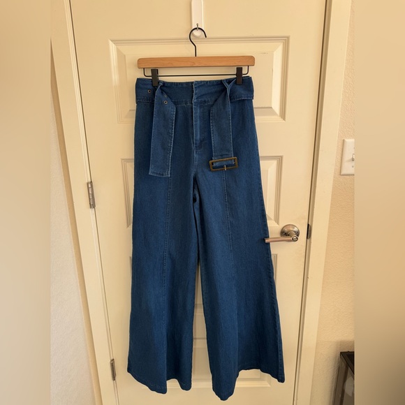Altar’d State Bellbottom Flared Blue Jeans With Removable Belt - Picture 1 of 9